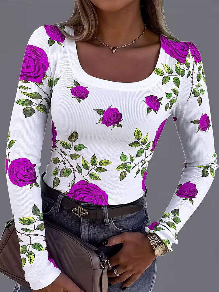 Rabiye - Top Con Estampado Floral Y Cuello Cuadrado