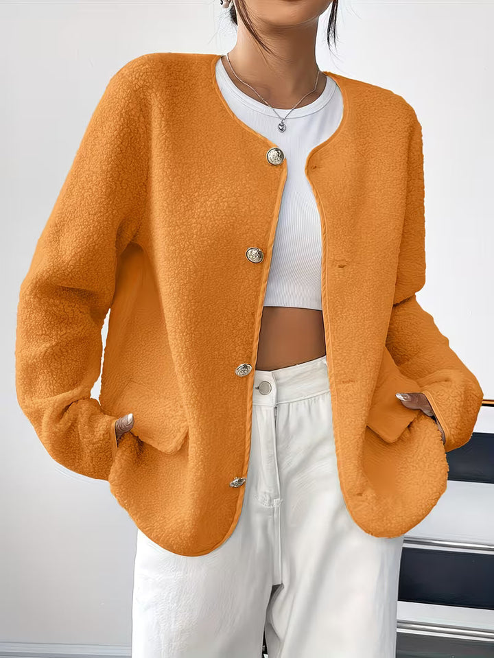 Viktorija - Elegante Chaqueta de Cuello Redondo Con Botones