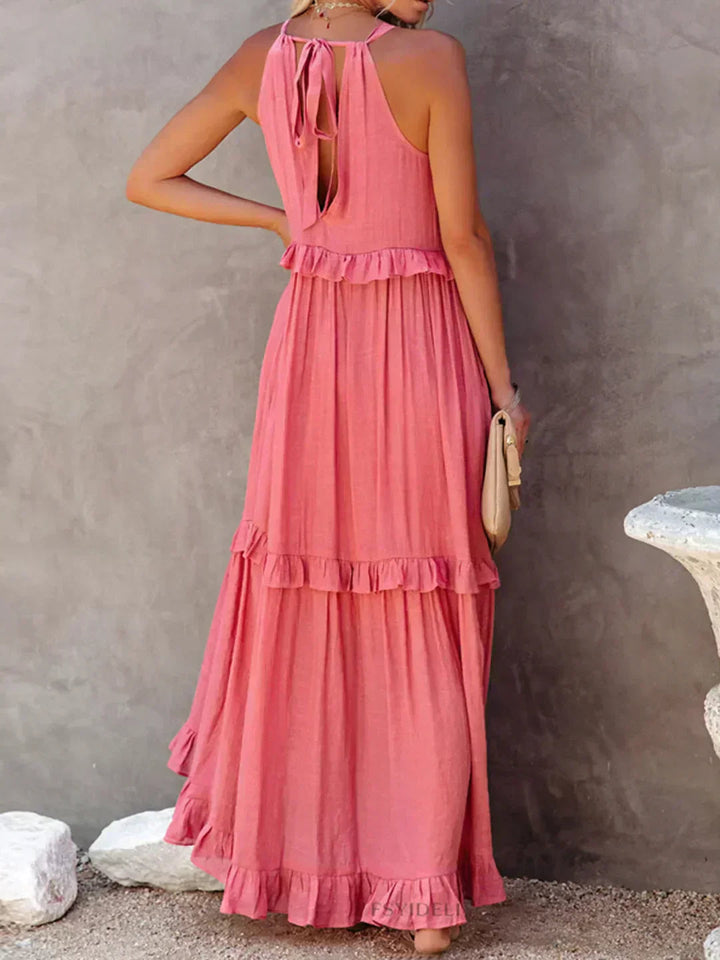 Hayley - Elegante Vestido Sin Mangas Con Volantes