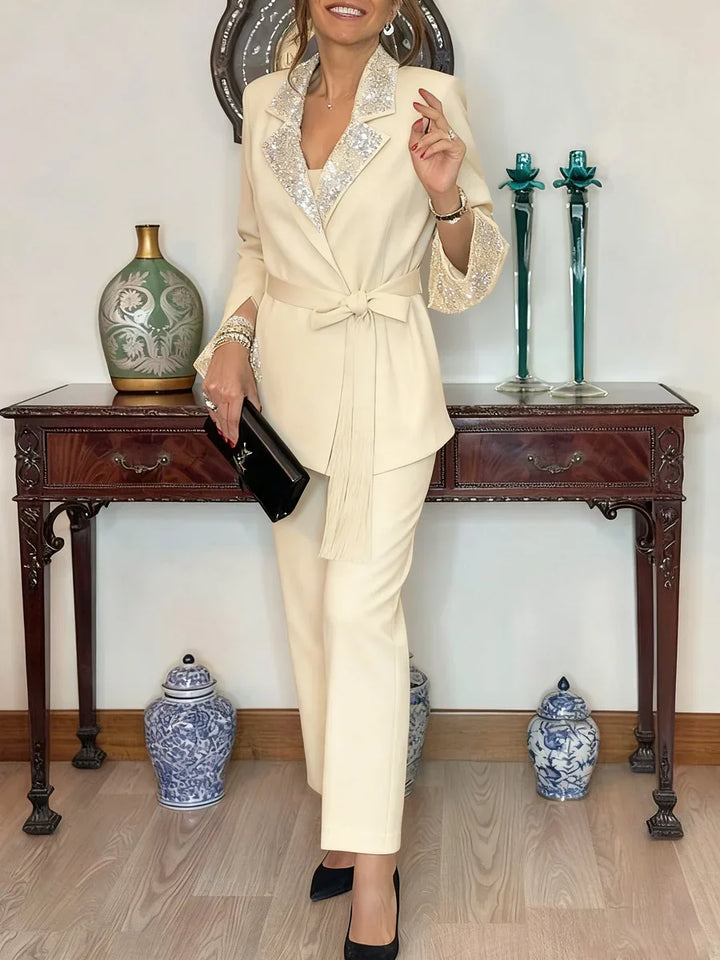 Nitzanit - Elegante Conjunto de Chaqueta y Pantalón de Dos Piezas