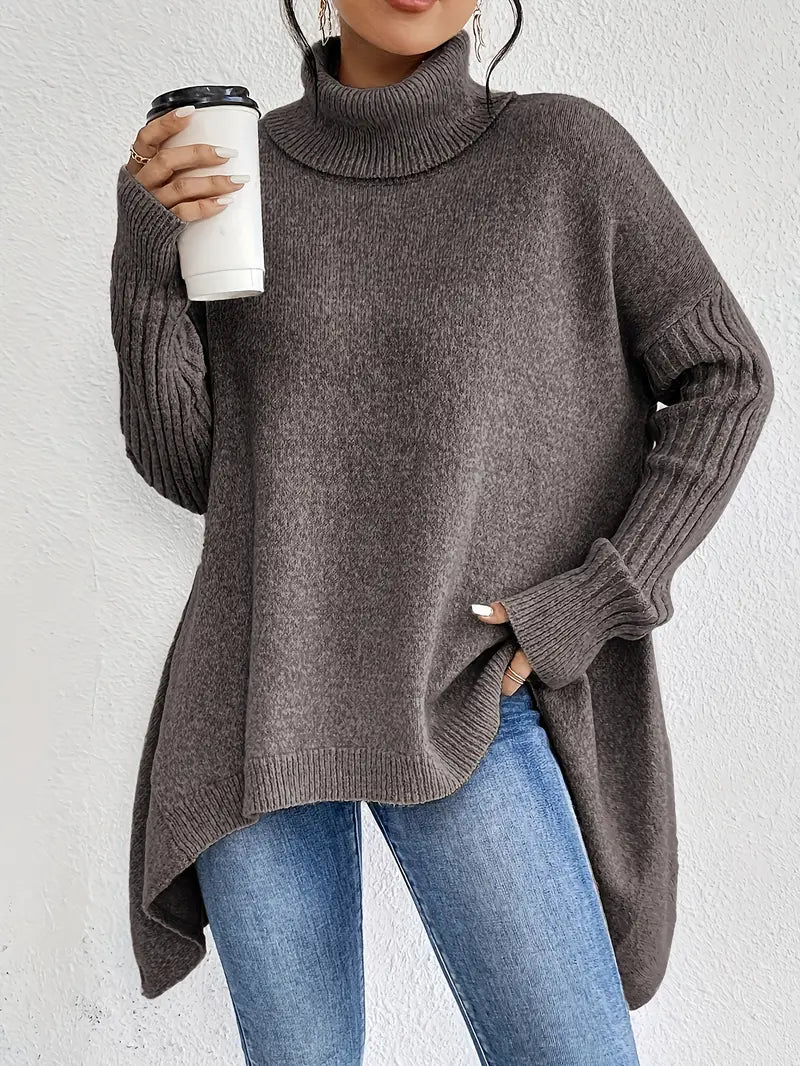 Laora - Jersey Informal De Manga Larga y Cuello Alto