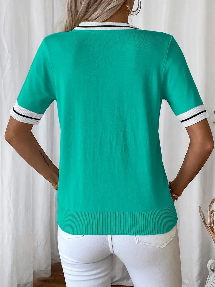 Brunella - Elegante Top De Punto Con Cuello En V