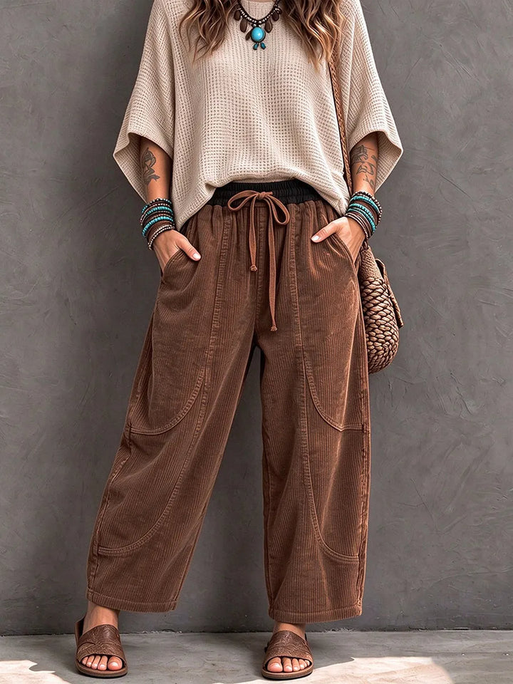 Karisma - Pantalones Informales De Pana Con Cintura Elástica