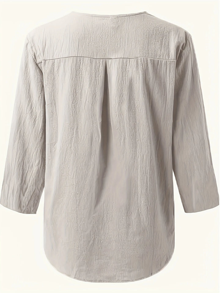 Mykaela - Blusa Informal De Algodón Y Lino