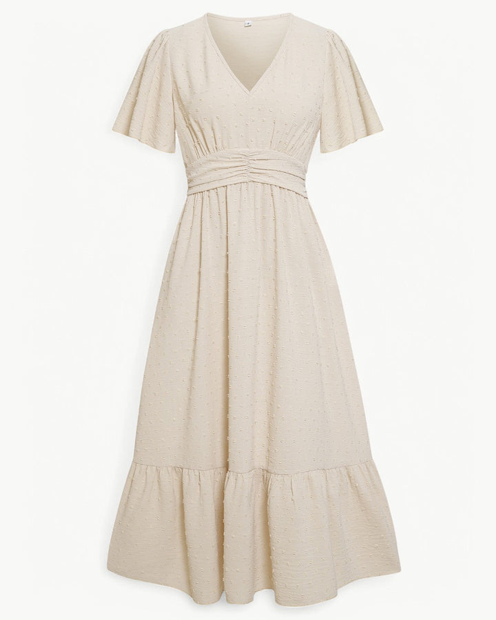 Marwa - Vestido de Manga Corta con Cuello en V