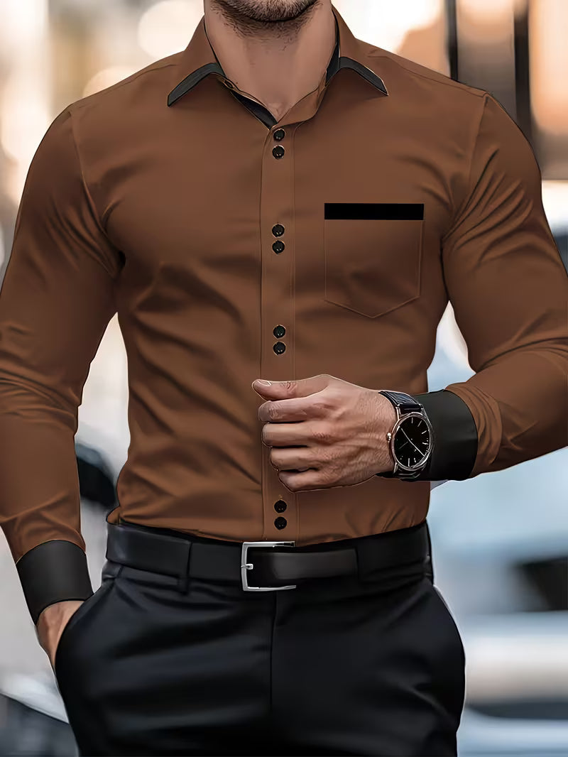 Zigmas - Elegante Camisa de Manga Larga Con Botones