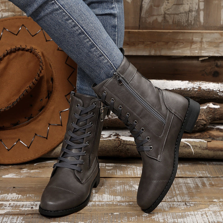 Kareema - Cómodas Botas De Cuero Con Cremallera Lateral