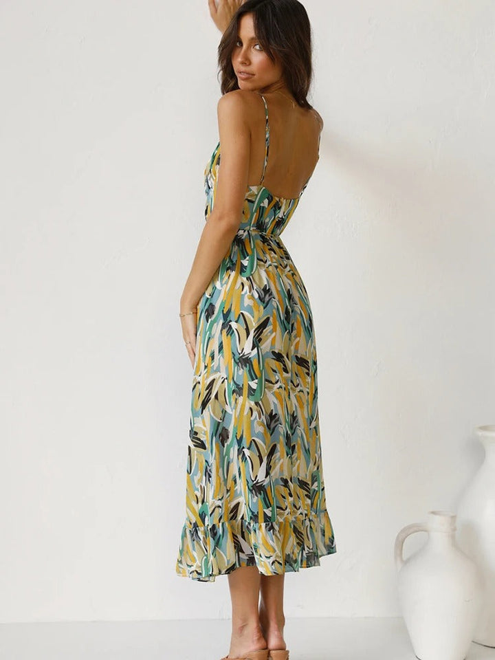 Emmeline - Vestido Largo con Tirantes de Flores