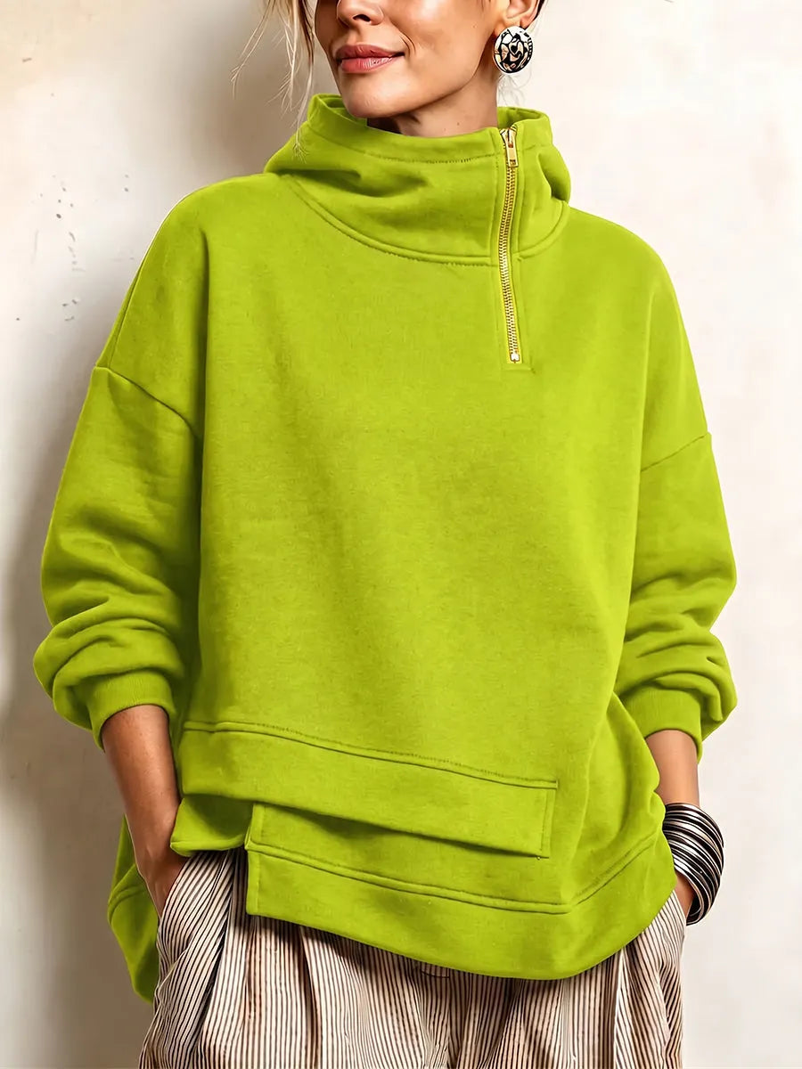 Lyona - Sudadera Moderna Asimétrica De Cuello Alto