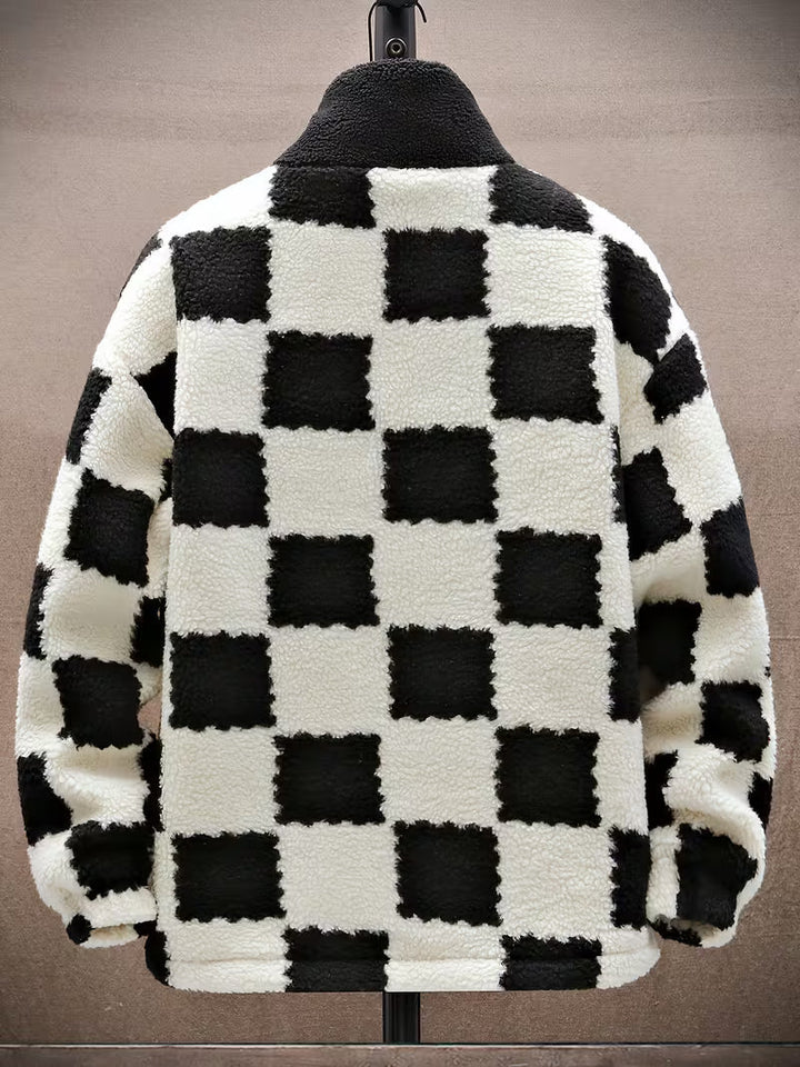 Melany - Chaqueta de Forro Polar a Cuadros Con Capucha y Cremallera