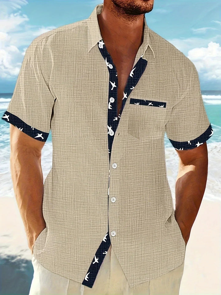 Trofim - Camisa Elegante Con Estampado De Pájaros