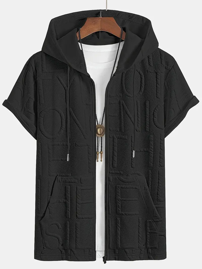 Henryk - Elegante Sudadera Con Capucha Manga Corta y Cremallera