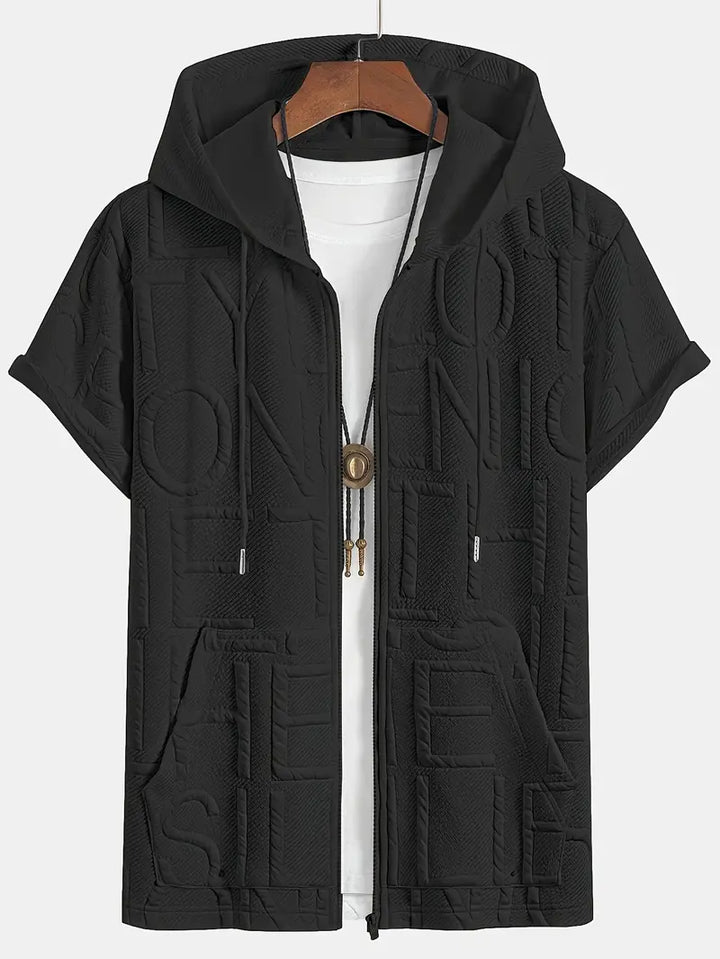 Henryk - Elegante Sudadera Con Capucha Manga Corta y Cremallera