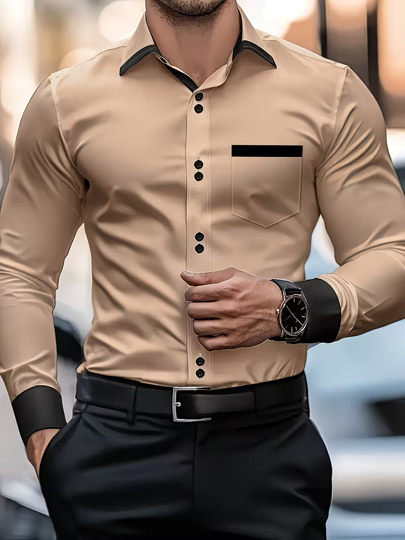 Zigmas - Elegante Camisa de Manga Larga Con Botones