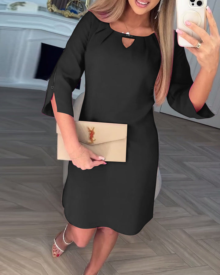 Kamelia - Mini Vestido Con Manga Con Abertura En Forma De Ojo De Cerradura