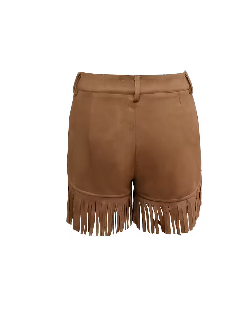 Wiliya - Pantalones Cortos Vintage De Talle Bajo Con Flecos