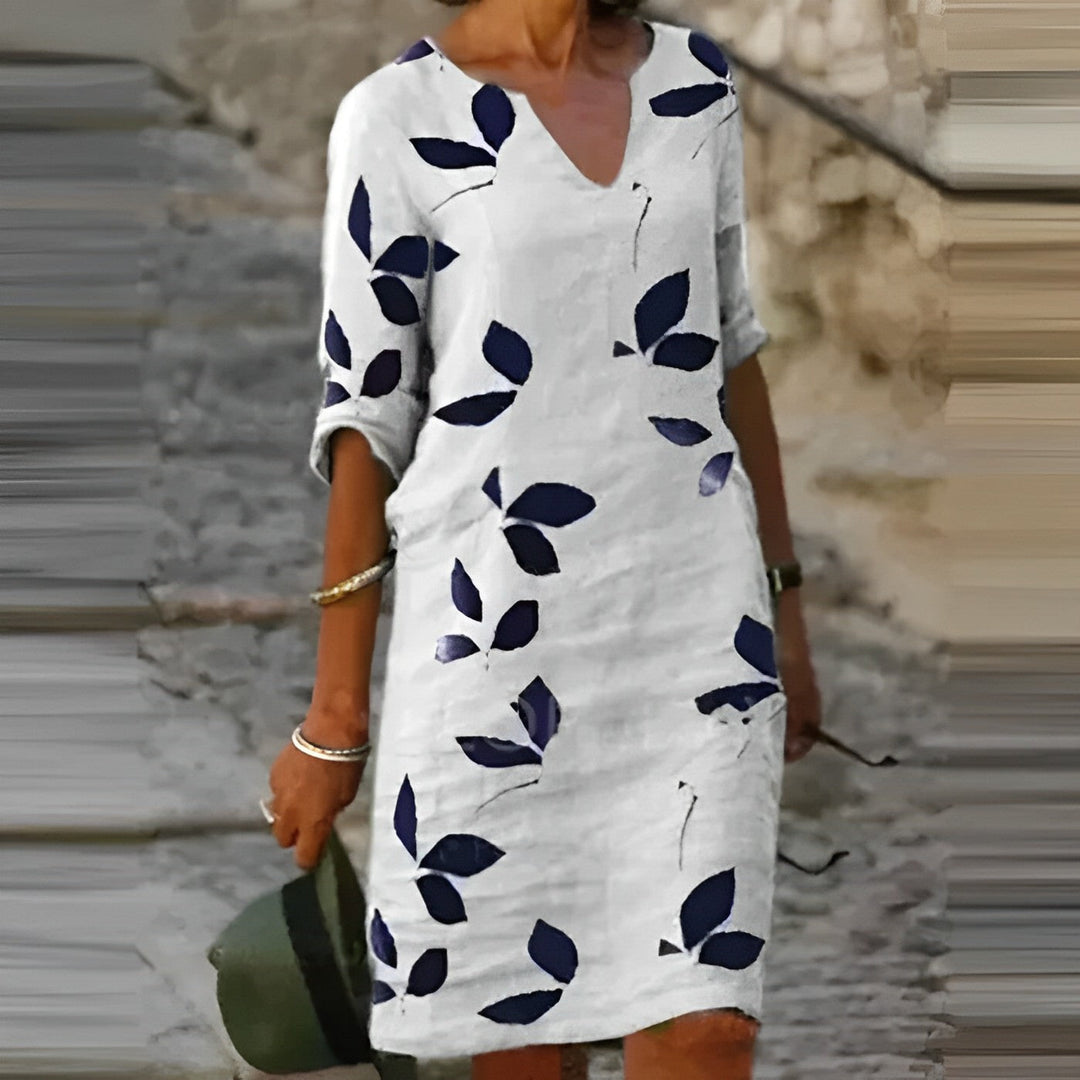 Zadie - Impresionante Vestido De Verano Con Estampado De Hojas