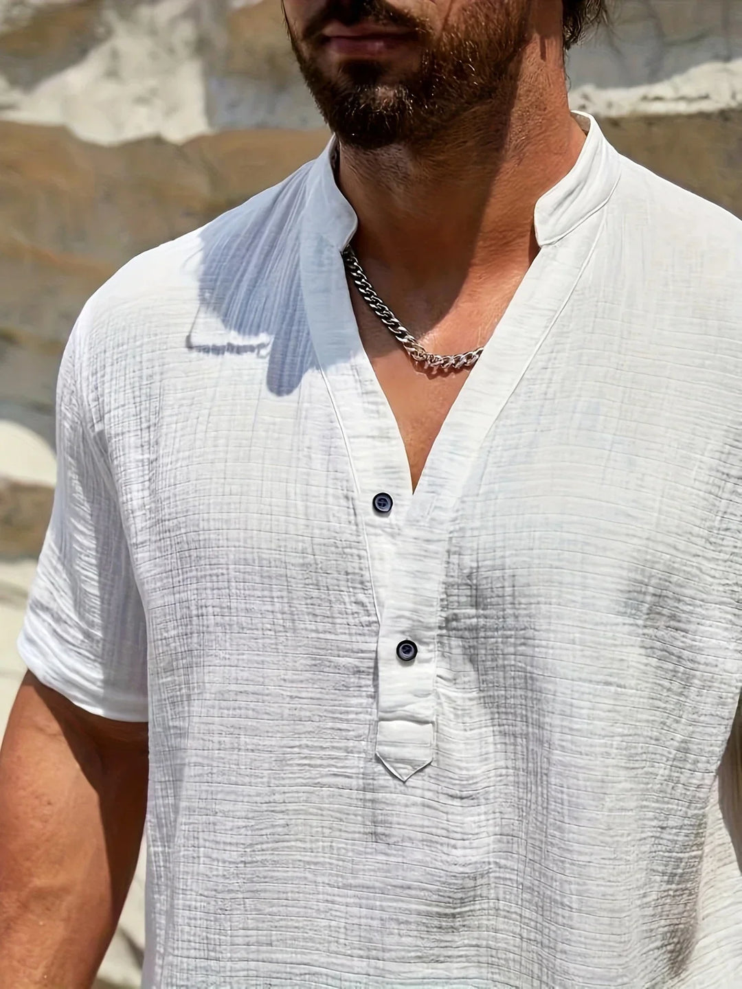 Sancho - Elegante Verano Camisa Con Cuello Alto