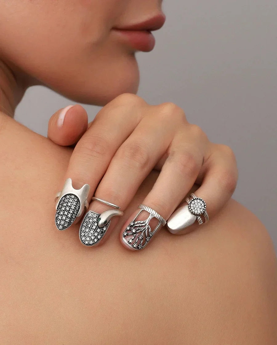 Marinan - Juego de Anillos Ajustables Para uñas Boho -4 Unidades