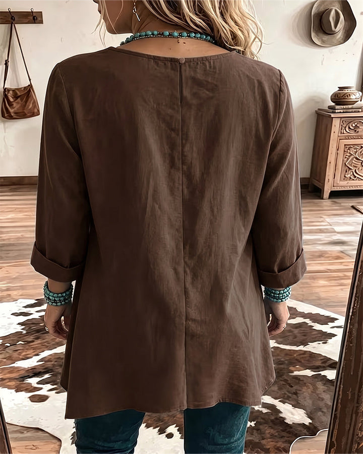 Taireen - Blusa Túnica Plisada de Estilo Boho