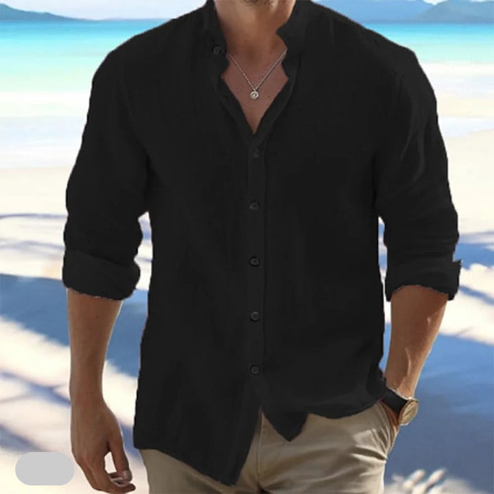 Macsen - Camisa Informal De Estilo Playero Y Cuello Alto