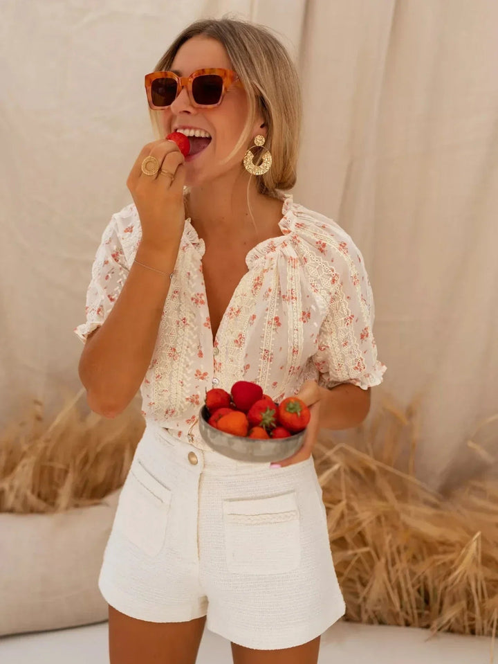 Yvonne - Blusa Elegante Con Estampado Floreado