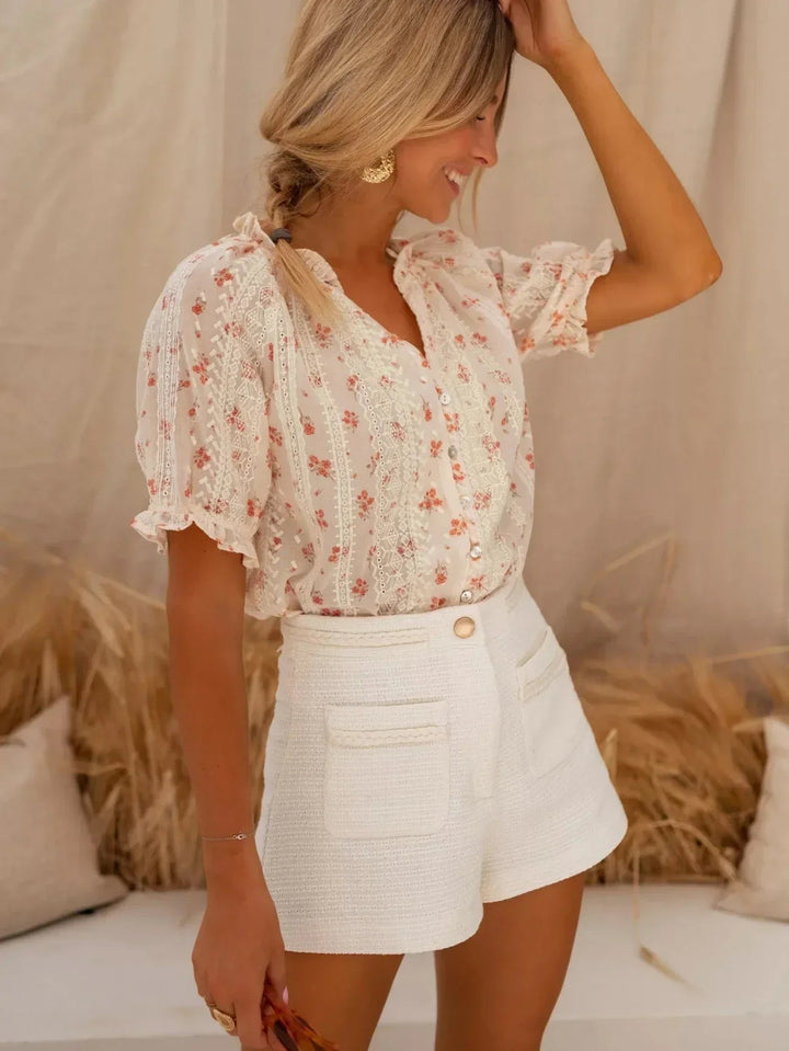 Yvonne - Blusa Elegante Con Estampado Floreado