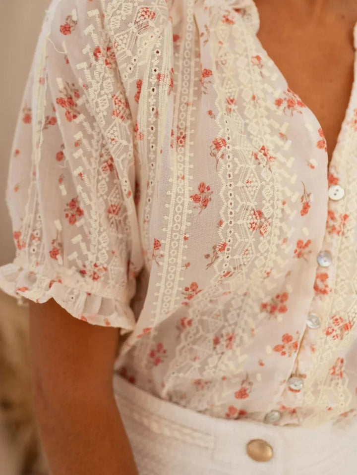 Yvonne - Blusa Elegante Con Estampado Floreado