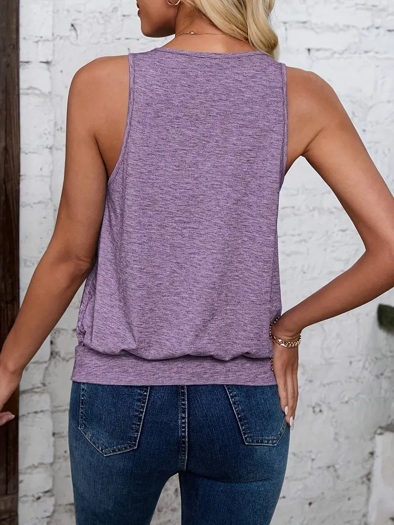 Afroditi - Camiseta Casual De Punto Con Cuello En V