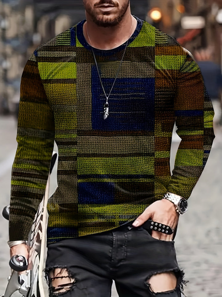 Calvin - Manga Larga Camiseta Con Patrón De Bloques