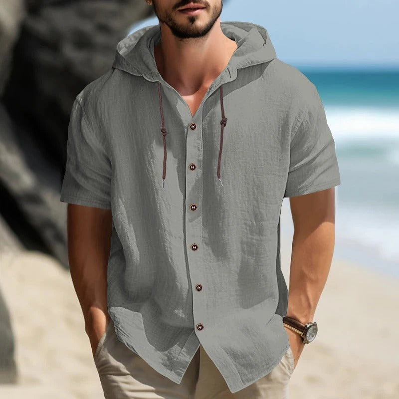 Osvaldo - Cómoda Camiseta Con Capucha Y Manga Corta