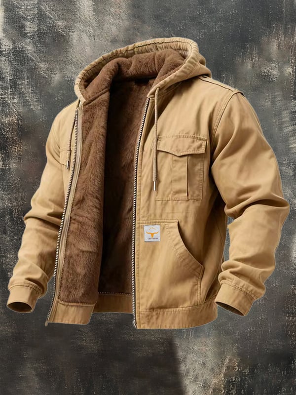 Riccardo - Chaqueta Retro Con Capucha y Bolsillo Para Exteriores