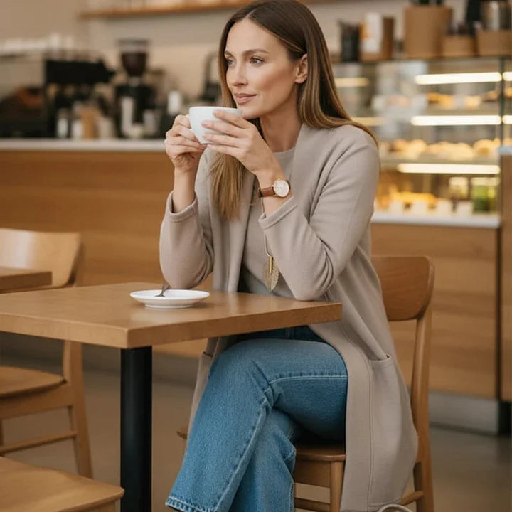 Zivara - Elegante Conjunto de 3 Piezas Con Cárdigan Largo Top y Pantalón