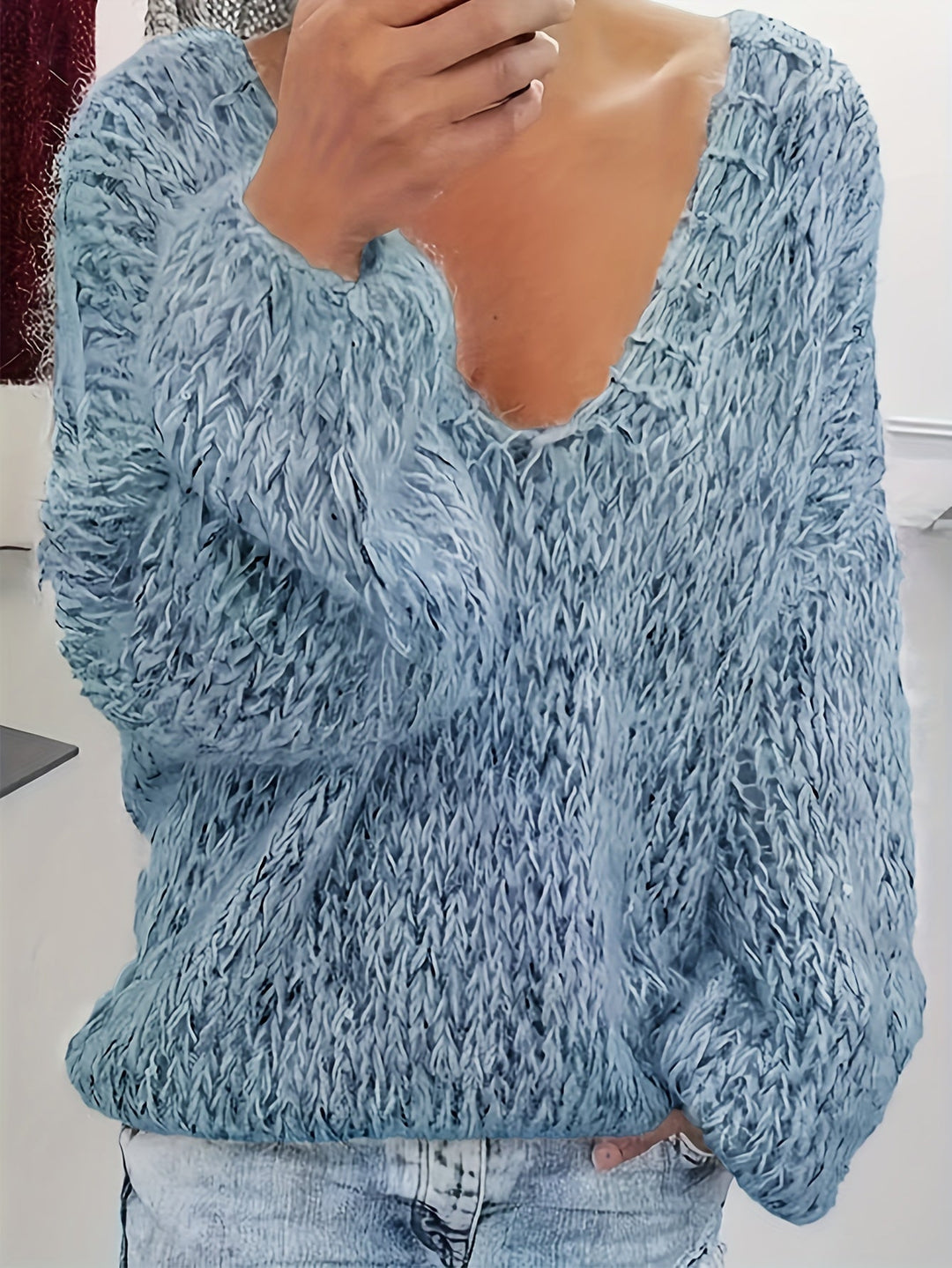 Vriona - Jersey De Manga Larga Con Cuello En V