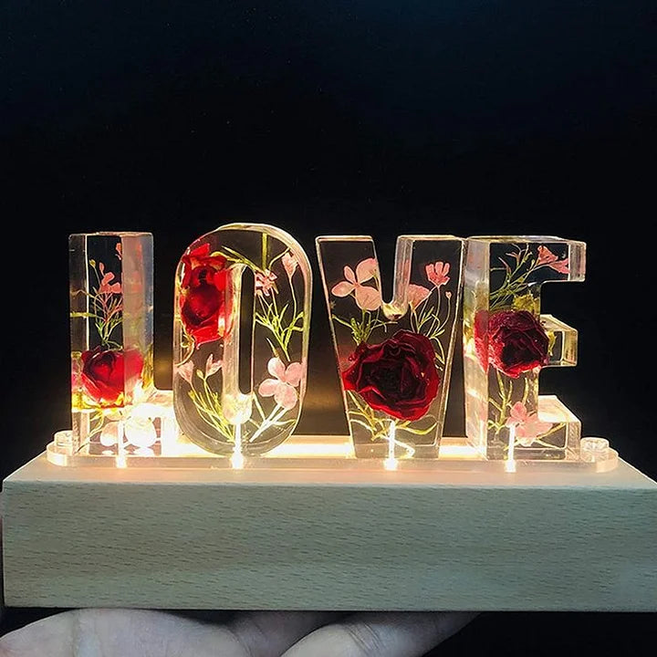 FloraShine - Lámpara Nocturna de Resina Con Flores Hecha a Mano