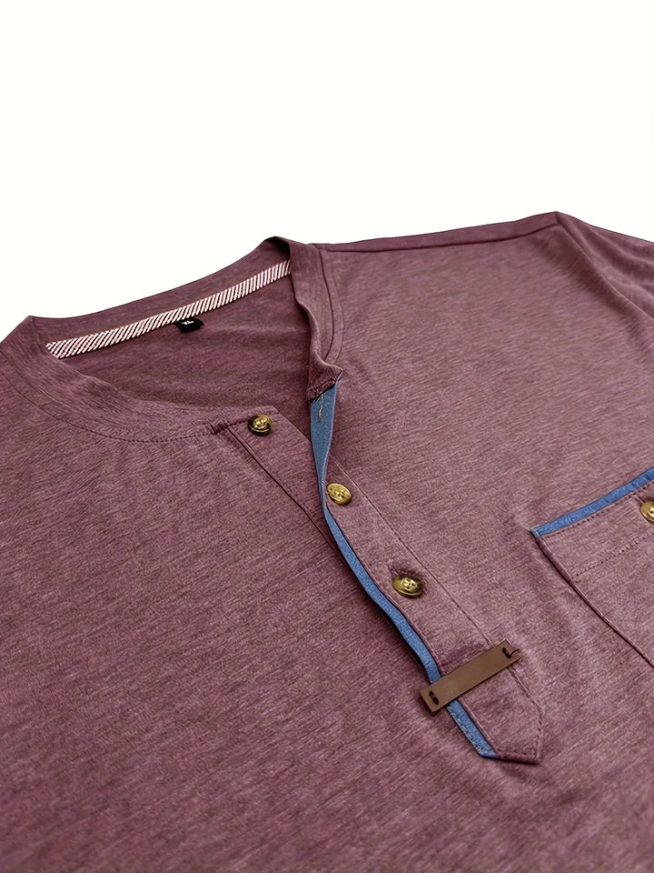 Saxon - Camiseta Elegante De Cuello Redondo Con Bolsillo