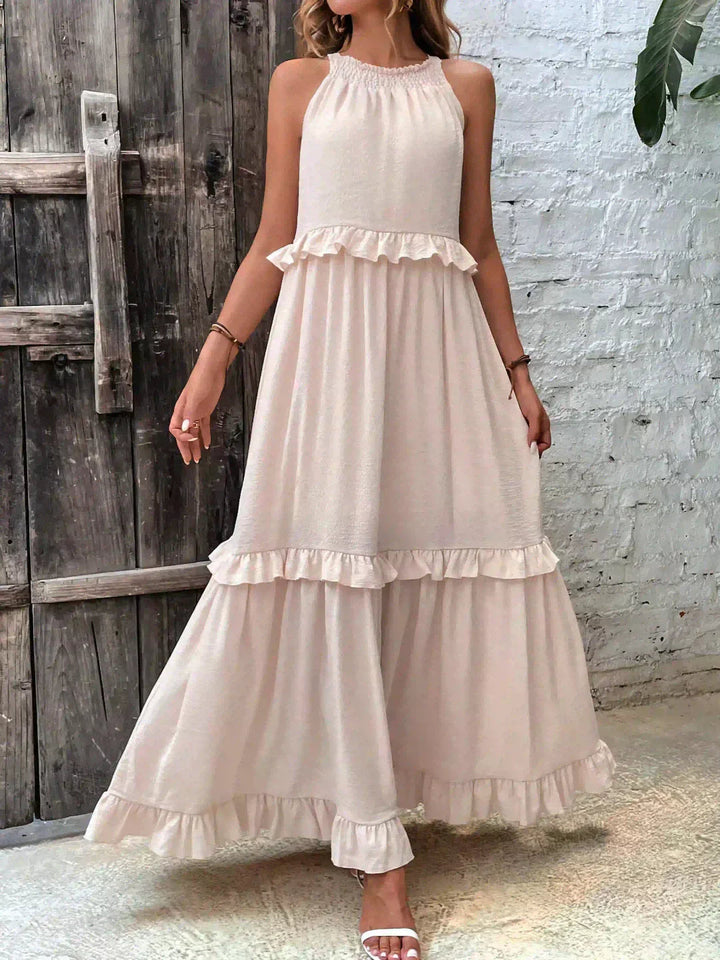Hayley - Elegante Vestido Sin Mangas Con Volantes