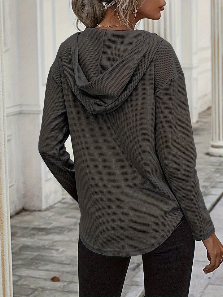 Seonie - Manga Larga Cuello en V Sudadera Con Capucha