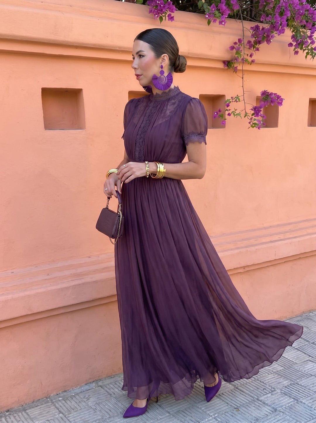 Eshley - Vestido Largo Vintage De Gasa