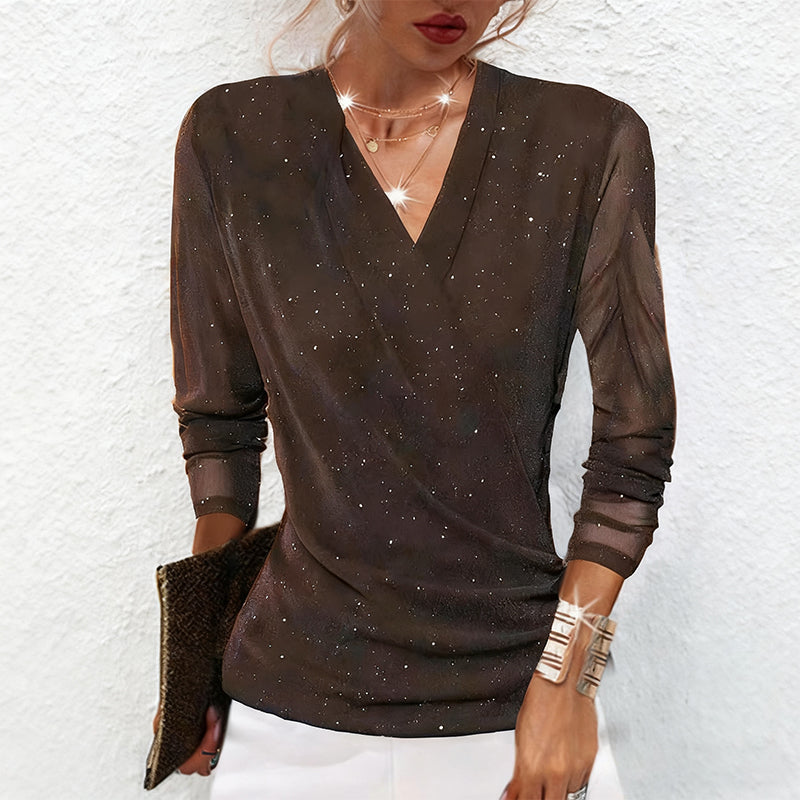 Agnese - Elegante Blusa De Manga Larga Con Cuello En V