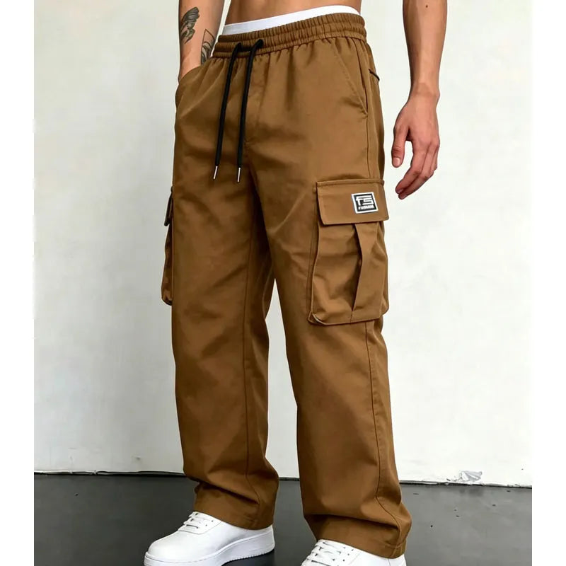 Nesham - Pantalones Cargo Con Cordón en la Cintura y Bolsillos