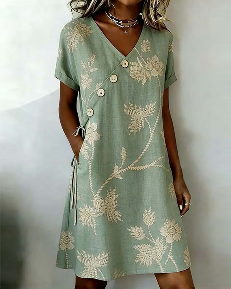 Celmira - Minivestido Con Estampado De Botones en Diagonal