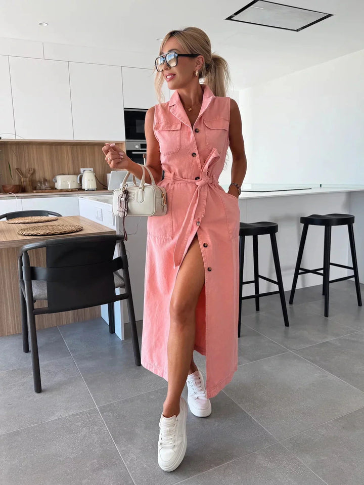 Jacinta - Elegante Vestido Largo Con Bolsillos