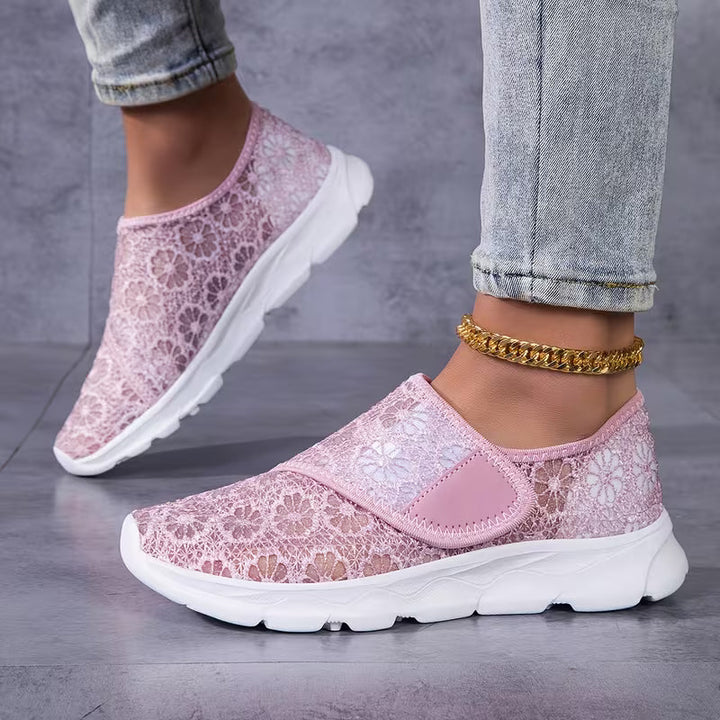 Sabyne - Zapatillas Deportivas de Encaje Floral Con Cierre de Velcro