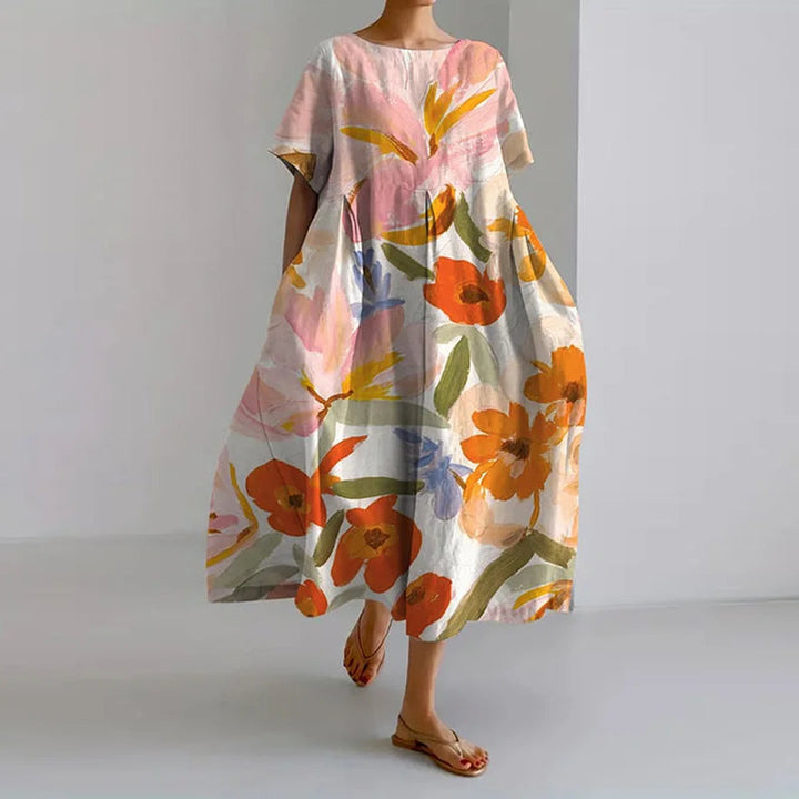 Lucasta - Vestido Cómodo Con Cuello En V y Estampado De Flores