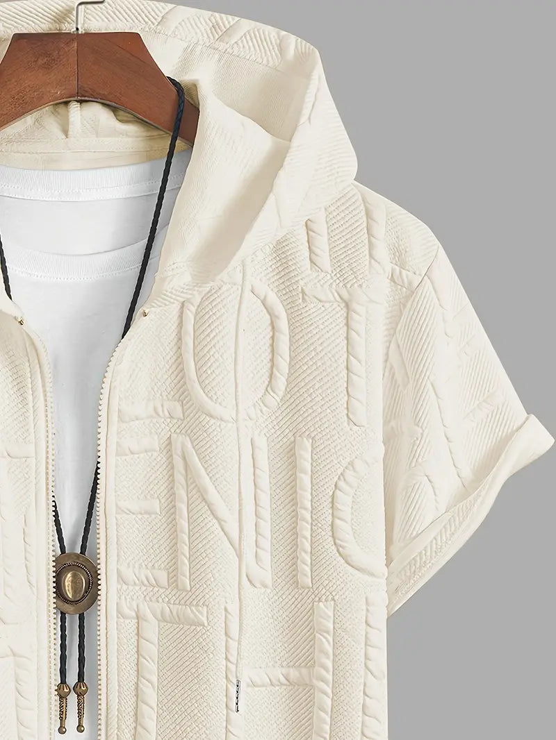 Henryk - Elegante Sudadera Con Capucha Manga Corta y Cremallera
