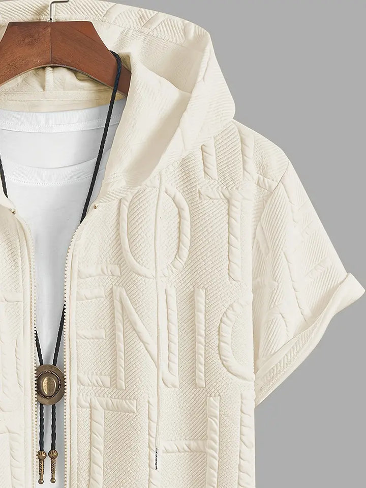 Henryk - Elegante Sudadera Con Capucha Manga Corta y Cremallera