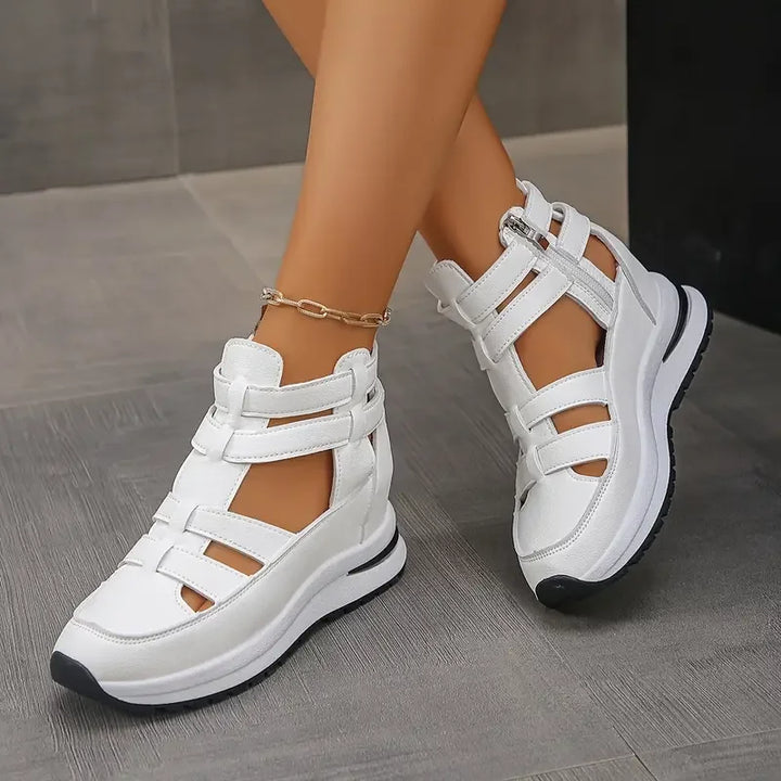 Souad - Sandalias De Cuña Elegantes Ligeras Con Cremallera Lateral