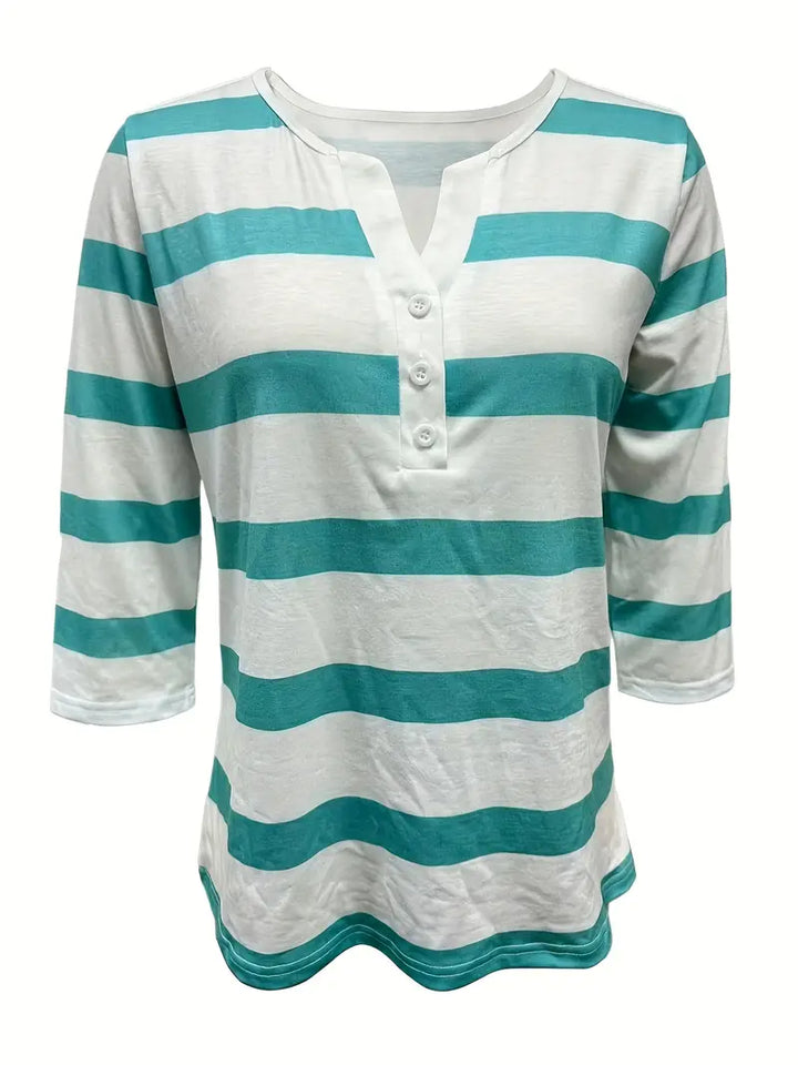 Dakota - Camiseta Informal Con Cuello En V Y Estampado A Rayas