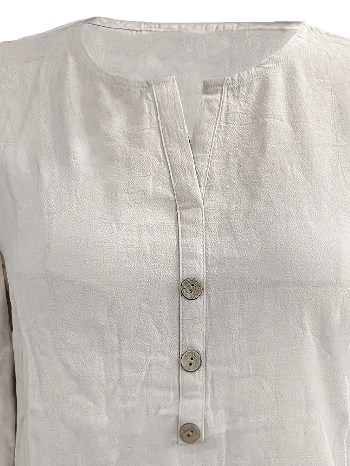 Mykaela - Blusa Informal De Algodón Y Lino